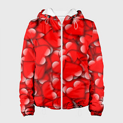 Куртка с капюшоном женская LOVING HEARTS, цвет: 3D-белый