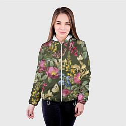 Куртка с капюшоном женская Цветы Винтажные, цвет: 3D-белый — фото 2
