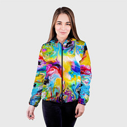 Куртка с капюшоном женская Неоновые всплески красок Лето Neon splashes of col, цвет: 3D-черный — фото 2