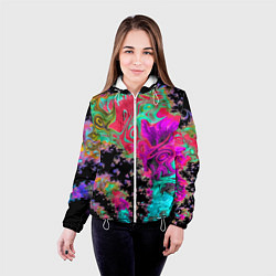 Куртка с капюшоном женская Сюрреалистическая фрактальная композиция Мода Surr, цвет: 3D-белый — фото 2