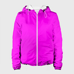 Куртка с капюшоном женская Однотонный розовый неоновый Пион, цвет: 3D-белый