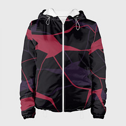Куртка с капюшоном женская Розово-сиреневые линии, цвет: 3D-белый