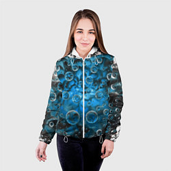 Куртка с капюшоном женская Подводный цветок и пузыри, цвет: 3D-белый — фото 2