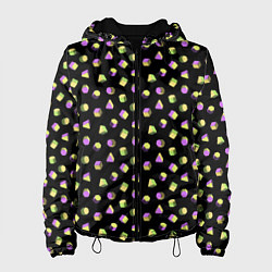 Куртка с капюшоном женская Объемные цветные геометрические фигуры, цвет: 3D-черный