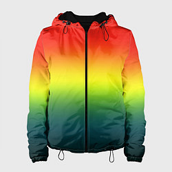 Куртка с капюшоном женская Радужный красно-желто-зеленый градиент, цвет: 3D-черный