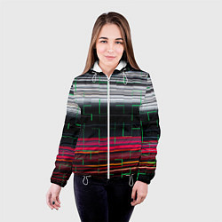 Куртка с капюшоном женская Цветная мозаика colored mosaic lines, цвет: 3D-белый — фото 2