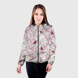 Куртка с капюшоном женская Цветы Сакуры и Птицы, цвет: 3D-черный — фото 2
