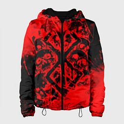 Куртка с капюшоном женская КЛЕЙМО ЖЕРВЫ И ЧЕРЕПА БЕРСЕРК, цвет: 3D-черный