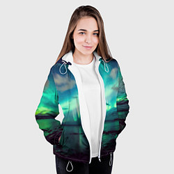 Куртка с капюшоном женская Aurora borealis, цвет: 3D-белый — фото 2