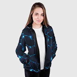Куртка с капюшоном женская Синие разломы, цвет: 3D-черный — фото 2