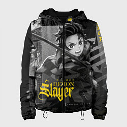 Куртка с капюшоном женская Demon slayerИстребитель демонов, цвет: 3D-черный