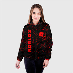 Куртка с капюшоном женская ROBLOX красный логотип, цвет: 3D-черный — фото 2