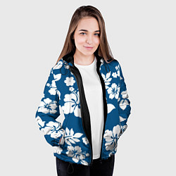 Куртка с капюшоном женская Цветочный паттерн Минимализм, цвет: 3D-черный — фото 2