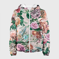 Куртка с капюшоном женская Color floral pattern Expressionism Summer, цвет: 3D-белый