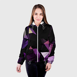 Куртка с капюшоном женская Полигональная магия, цвет: 3D-белый — фото 2