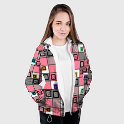Куртка с капюшоном женская Розовый геометрический узор Geometric shapes, цвет: 3D-белый — фото 2