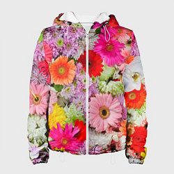 Куртка с капюшоном женская BEAUTIFUL FLOWERS, цвет: 3D-белый