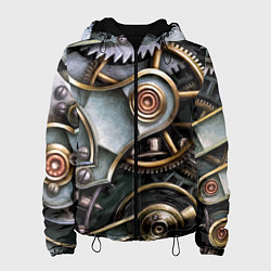 Куртка с капюшоном женская Механизм из шестерёнок в стиле Стимпанк, цвет: 3D-черный