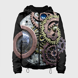 Куртка с капюшоном женская Mechanism of gears in Steampunk style, цвет: 3D-черный