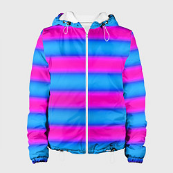 Куртка с капюшоном женская Striped pattern яркий неоновый полосатый узор, цвет: 3D-белый
