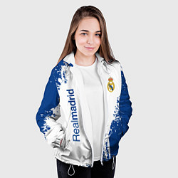 Куртка с капюшоном женская Реал Мадрид краска, цвет: 3D-белый — фото 2