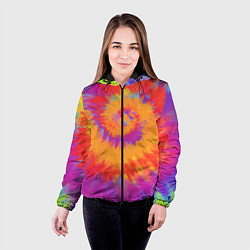 Куртка с капюшоном женская Тай дай в радуге, цвет: 3D-черный — фото 2