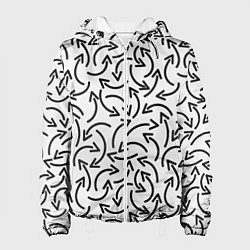 Куртка с капюшоном женская Закругленные Стрелки, цвет: 3D-белый