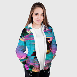 Куртка с капюшоном женская Multicolored vanguard glitch, цвет: 3D-белый — фото 2