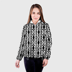 Куртка с капюшоном женская Черно-белый современный узор, цвет: 3D-белый — фото 2