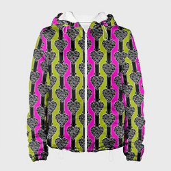 Куртка с капюшоном женская Striped multicolored pattern Сердце, цвет: 3D-белый