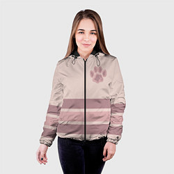 Куртка с капюшоном женская Коричневые полосы на кремовом фоне stripes cream c, цвет: 3D-черный — фото 2