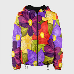Куртка с капюшоном женская MULTICOLORED PANSIES, цвет: 3D-черный