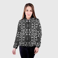Куртка с капюшоном женская Black and white ethnic oriental ornament, цвет: 3D-черный — фото 2