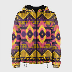 Куртка с капюшоном женская Африканский узор орнамент из шерсти Africa Wool Pa, цвет: 3D-черный