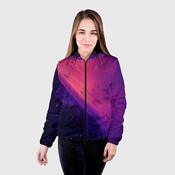 Куртка с капюшоном женская Неоновая пыль и лучи - Тёмно-розовый, цвет: 3D-черный — фото 2