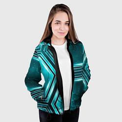 Куртка с капюшоном женская Космические соты, цвет: 3D-черный — фото 2