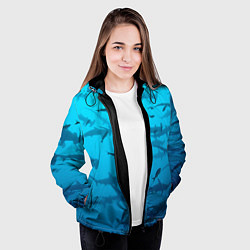 Куртка с капюшоном женская Акулы - океан, цвет: 3D-черный — фото 2