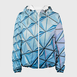 Куртка с капюшоном женская Абстрактная киберпанк броня - Голубой, цвет: 3D-белый