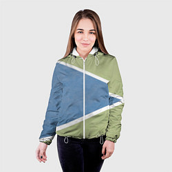 Куртка с капюшоном женская Абстрактная геометрическая компиляция - Зелёный, цвет: 3D-белый — фото 2