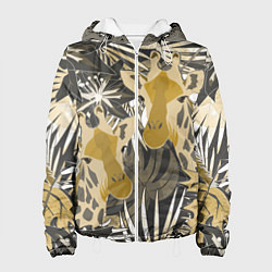 Куртка с капюшоном женская Жирафы в тропиках, цвет: 3D-белый