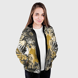 Куртка с капюшоном женская Жирафы в тропиках, цвет: 3D-черный — фото 2