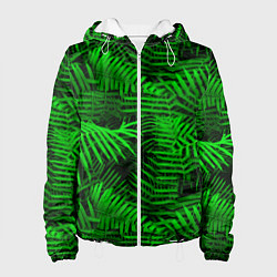 Куртка с капюшоном женская Листья папоротника - текстура, цвет: 3D-белый