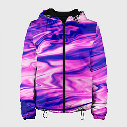 Куртка с капюшоном женская Розово-фиолетовый мраморный узор, цвет: 3D-черный