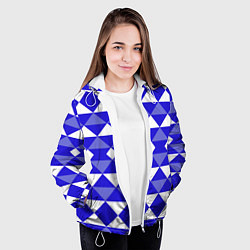 Куртка с капюшоном женская Бело-синий геометрический узор, цвет: 3D-белый — фото 2