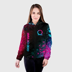 Куртка с капюшоном женская God of War - neon gradient, цвет: 3D-черный — фото 2