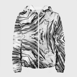 Куртка с капюшоном женская Черно-белый абстрактный узор Трио, цвет: 3D-белый
