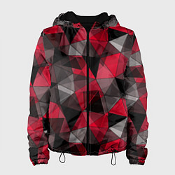 Куртка с капюшоном женская Красно-серый геометрический, цвет: 3D-черный