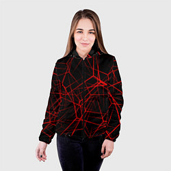 Куртка с капюшоном женская Intersecting red rays, цвет: 3D-черный — фото 2