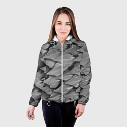 Куртка с капюшоном женская Кожа акулы - броня, цвет: 3D-белый — фото 2