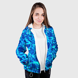 Куртка с капюшоном женская Текстура поверхности воды, цвет: 3D-белый — фото 2